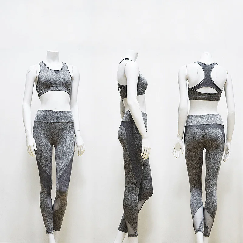 Yoga Set FT118 Gray BlackArachnia, Женский бесшовный дышащий комплект для йоги, контроль живота, высокая талия, леггинсы, спортивные колготки, для фитнеса, спортзала, йоги, спортивная одежда - Цвет: Yoga Set FT118 Gray