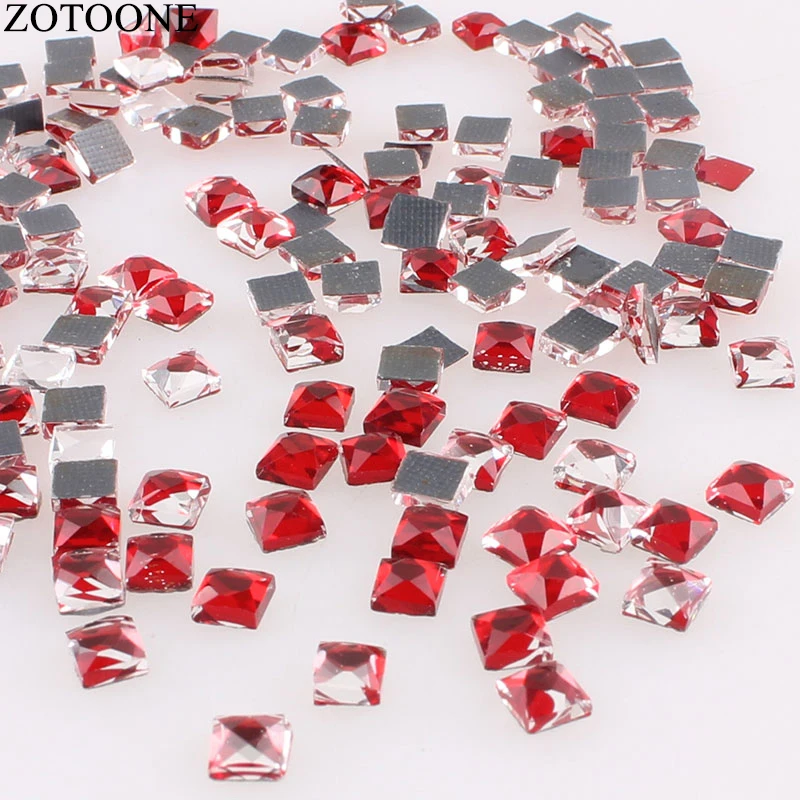 ZOTOONE 100 шт. Горячая фиксация Стразы искусственное стекло квадратная форма стразы s