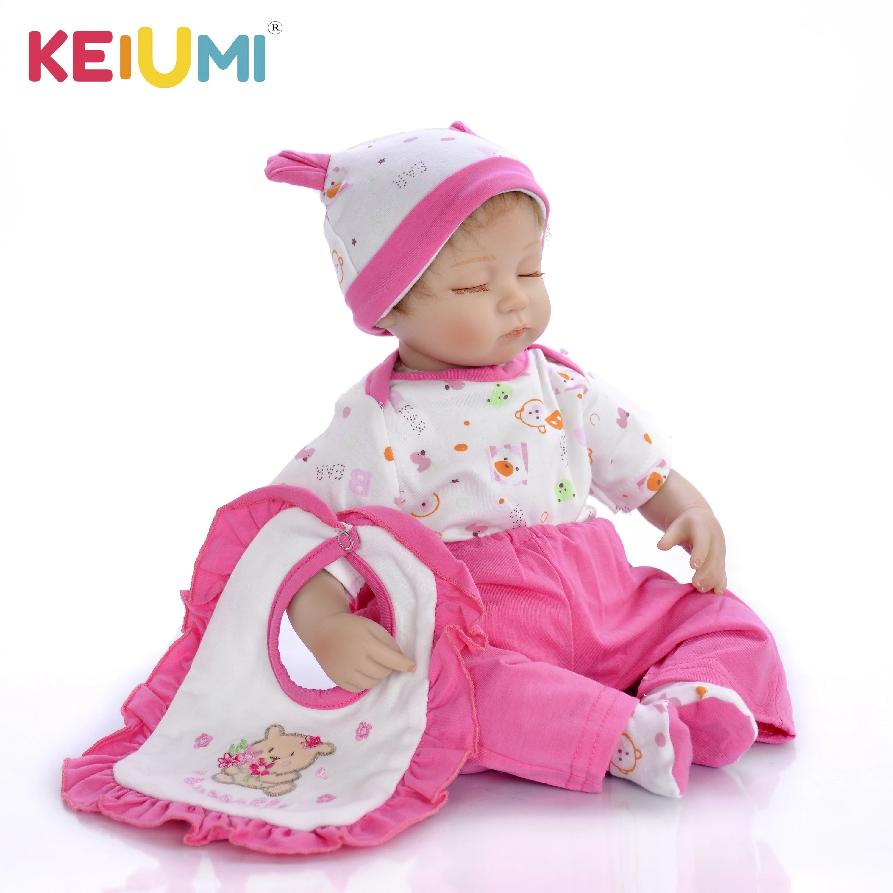 

Wholesale realistic 17 Inch 42 cm Lifelike Reborn Baby Doll Soft Silicone Reborn Close Eyes Doll Toy For Kids Birthday Gifts