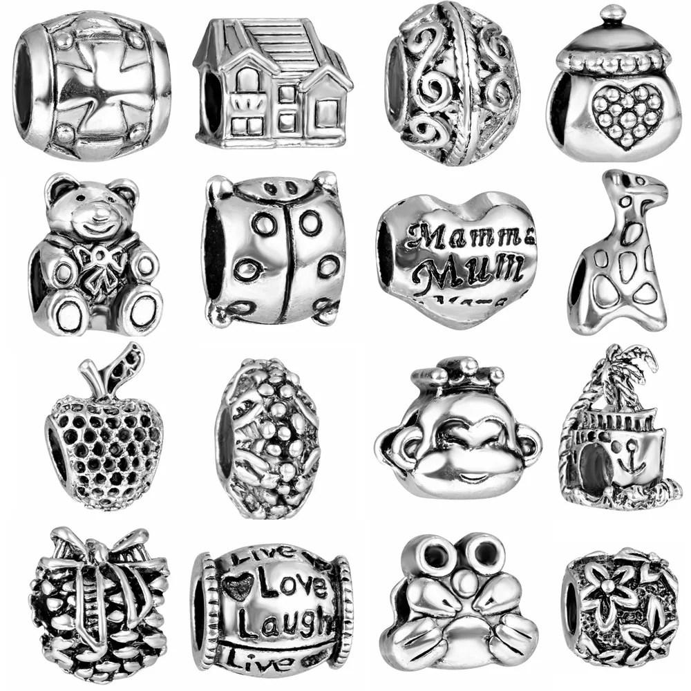 Younghao Европа хит продаж серебряные бусины с большим отверстием Belle Charms подходит
