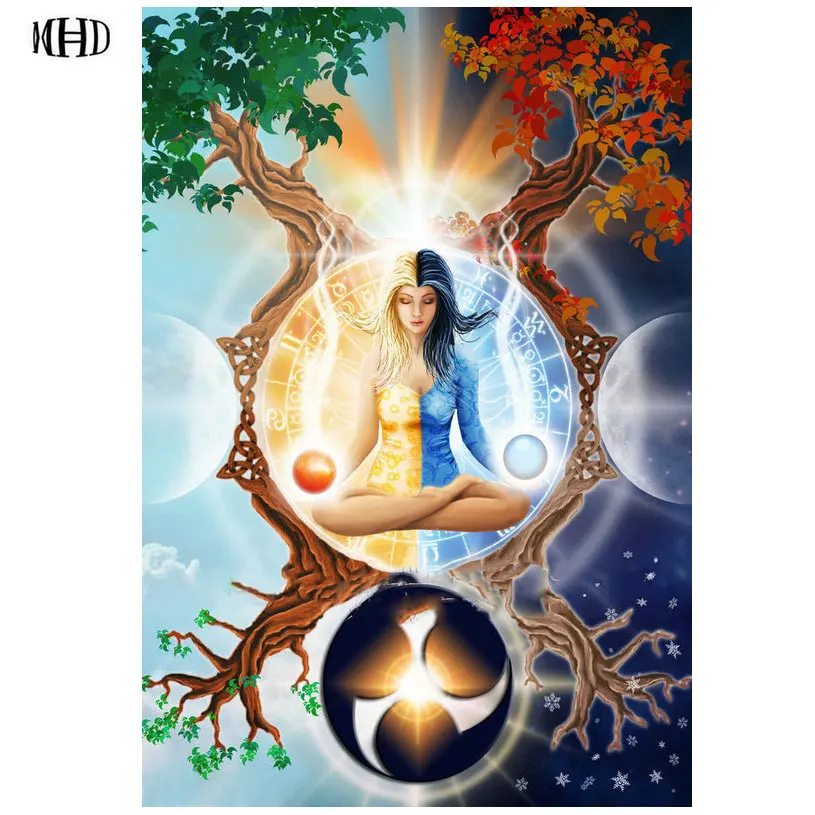 

MHD Full 3D Diy diamond painting woman's tree square/round rhinestone cross stitch Diamond embroidery Mosaic crafts