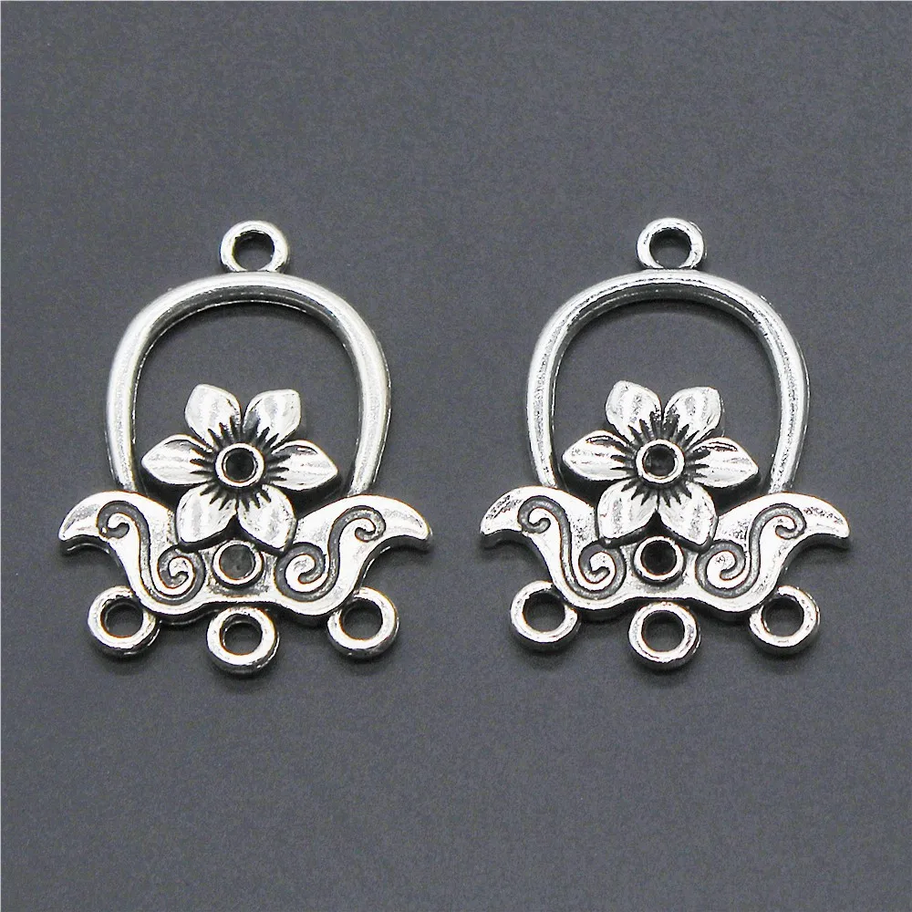 B14082-30x23mm 5 шт., соединитель для сережек, амулеты, античный серебряный цвет, сделай сам, аксессуары для ювелирных изделий, амулеты для сережек, соединитель для ювелирных изделий - Цвет: B14082-30x23mm