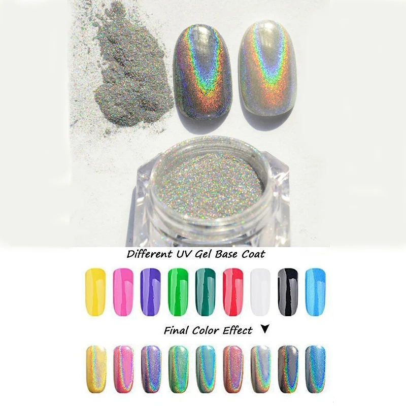 Beleshiny 1 г/кор. Голографический лазерный ногтей блестит Холо Радуга Дизайн