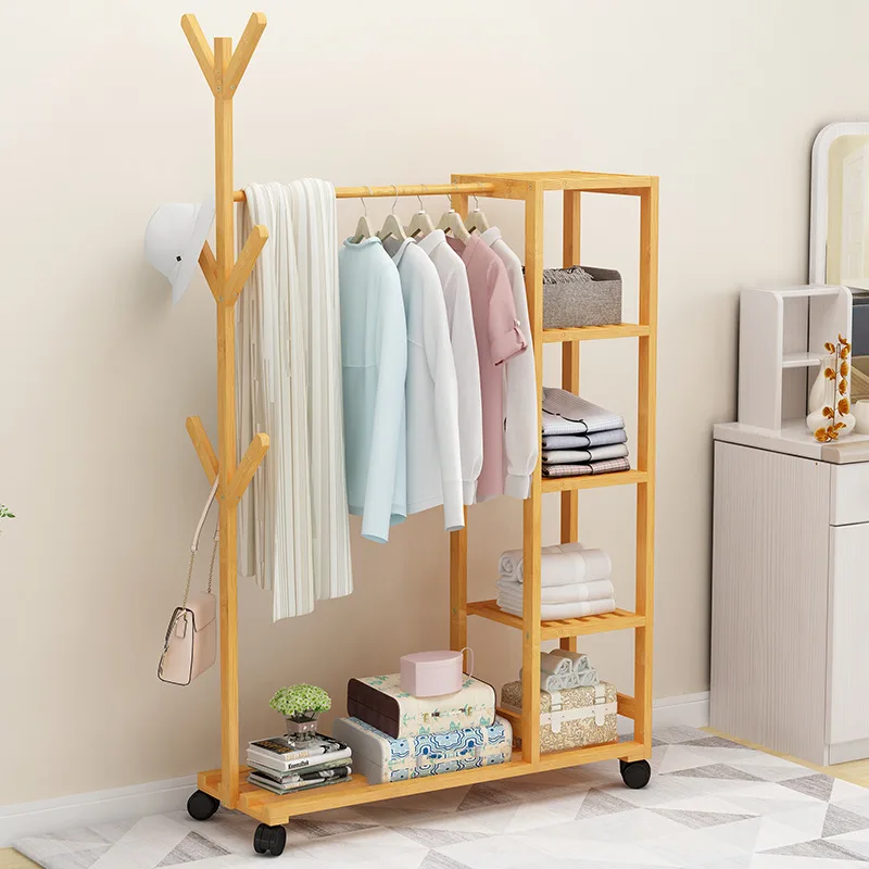Простой современный бамбуковый шкаф для пальто спальни многофункциональный