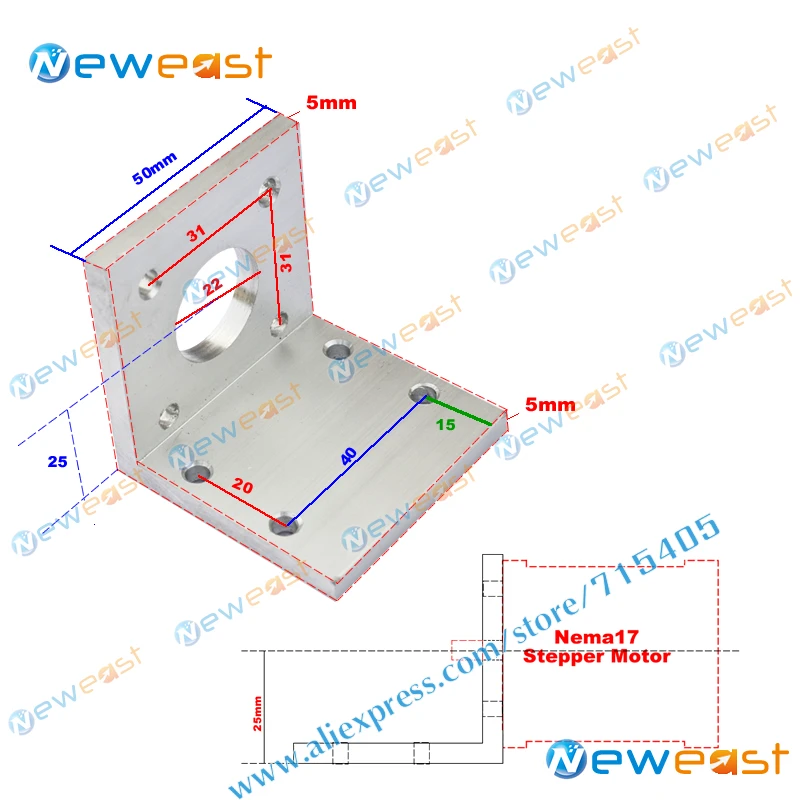 Высокая интенсивность коррозионно стойкий NEMA 17 монтажный L кронштейн Шаг