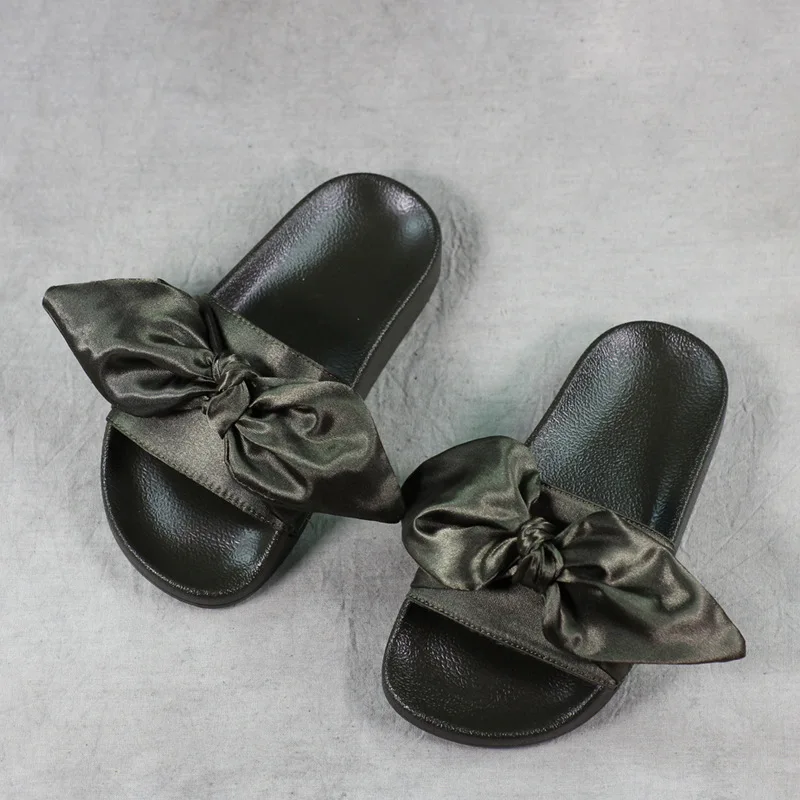 Ботинки для мамы и дочки шелковые шлепанцы с бантом|girls beach slippers|girl indoor shoekids girl