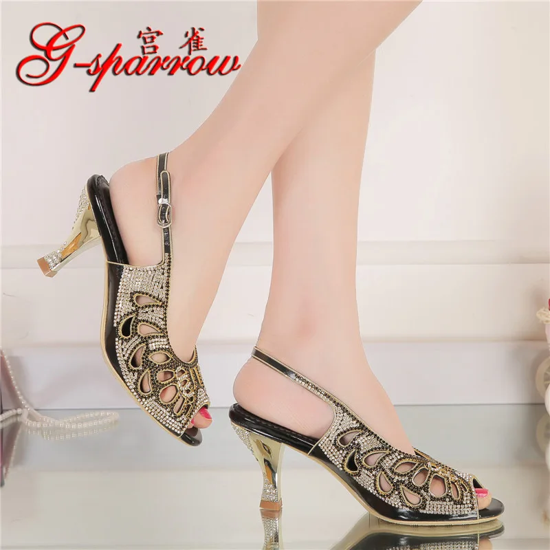 G-SPARROW Лето 2017 г. новый алмаз богемный Сандалии женские на высоком каблуке