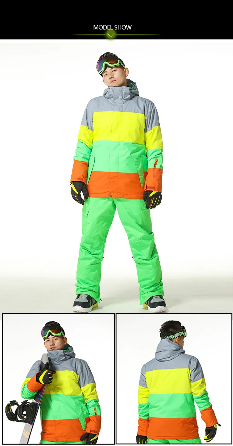 

GSOU SNOW Men's Ski Suit Male Single Board Double Board Skiing Jacket Outdoor Wear-resistant Warm Waterproof Breathable Ski Coat