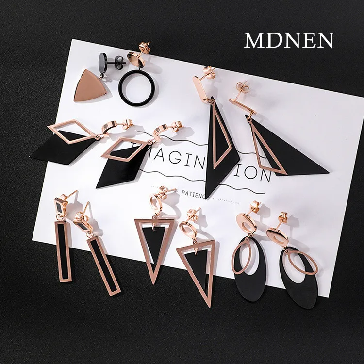 16/5000 Japan and the United States Europe simple fashion long style of titanium steel earrings. | Украшения и аксессуары