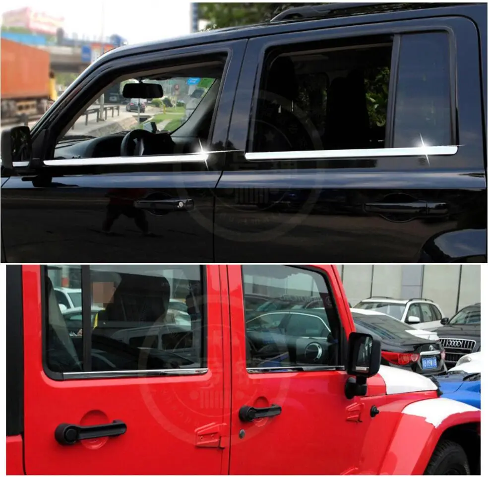 Накладки на пороги окна из нержавеющей стали для Jeep Wrangler (JK) 2007-2018 2009 2010 2011 2012 2013 2014