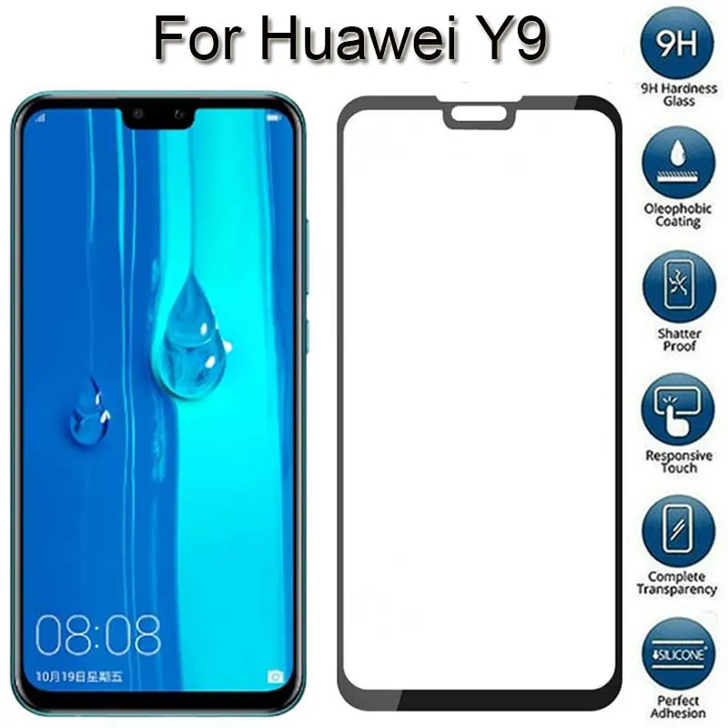 Закаленное стекло для Huawei y9 2019 Защитное экрана Защитная пленка hauwei y 9 лист