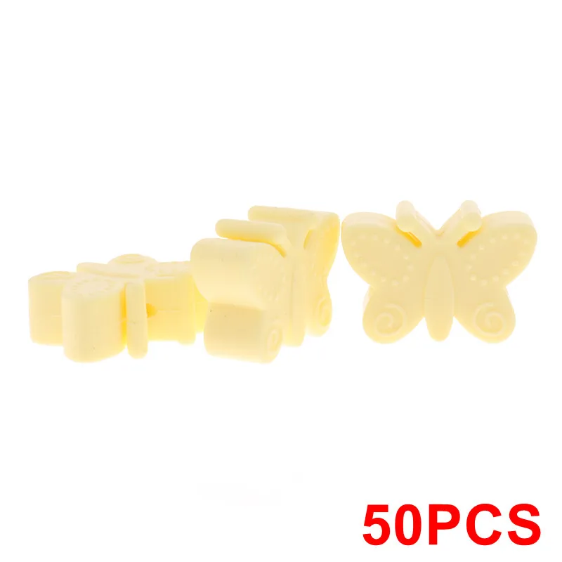 Butterfly 33 Yellow 50 шт., силиконовый Прорезыватель для зубов в форме единорога, бусины в виде животных, BPA бесплатно, для прорезывания зубов, ожерелье, держатель для сенсорной соски, игрушка для душа, грызуны пищевого класса - Цвет: Butterfly 33 Yellow