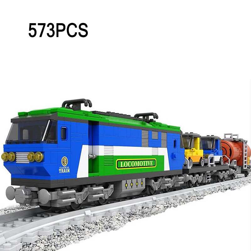 Совместимый Legoed городской поезд трек вагон грузовой железной дороги паровой