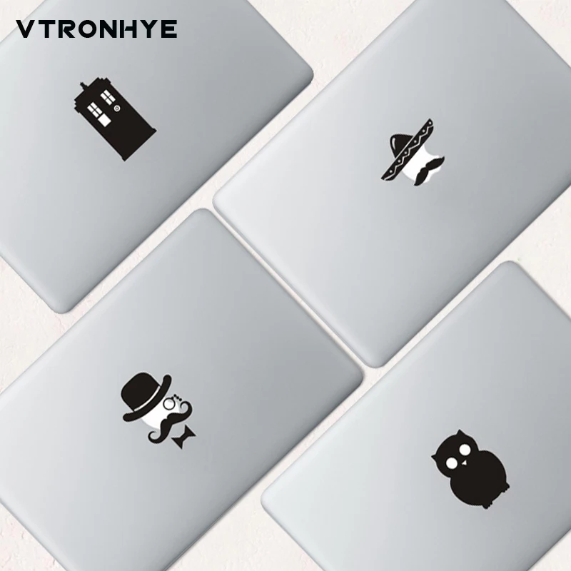 Черный мультфильм ноутбук частичный стикер для Apple MacBook кожи Air 11 12 13 Pro retina 13 15 забавная Виниловая Наклейка Обложка для ноутбука