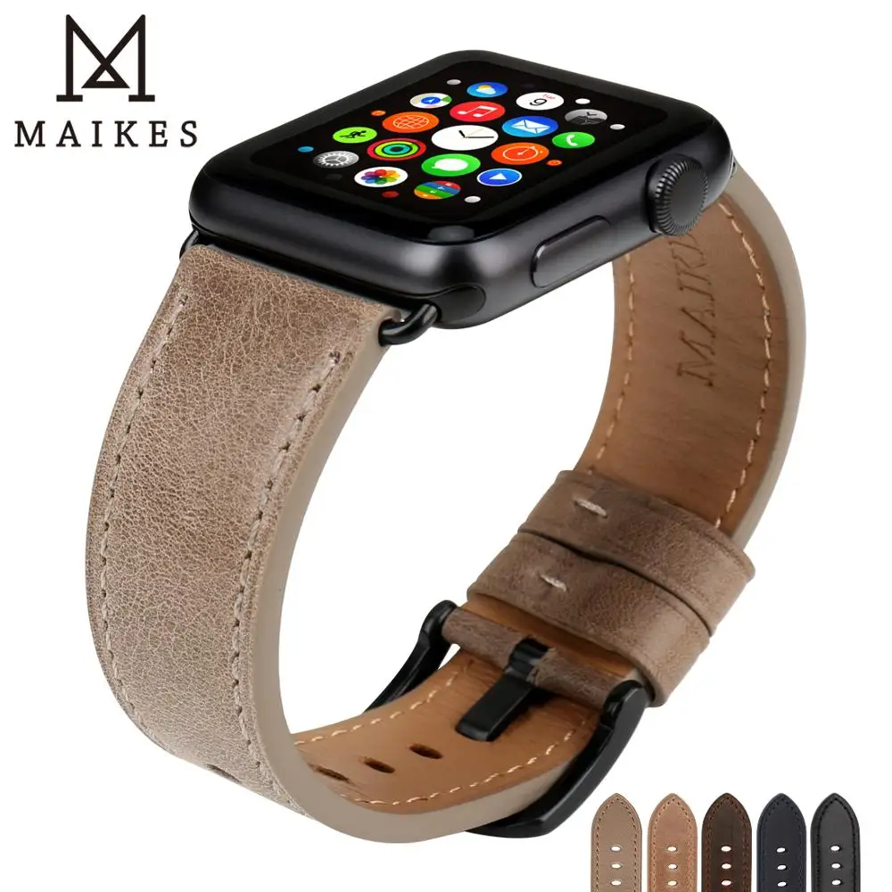 Браслеты MAIKES для часов iwatch 42 мм 38 мм ремешок для часов для Apple Watch 4 ремешок 44 мм 40 мм натуральная коровья кожа аксессуары для часов
