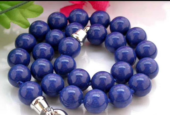 

NICE 18" 14mm blue round lapis lazuli necklace