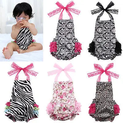 Милый розовый комбинезон с цветочным рисунком для малышей Модный в полоску