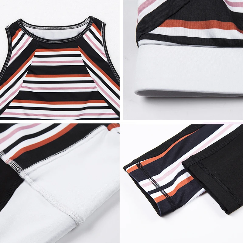 Женский костюм из 2 предметов полосатый топ и брюки комплект сексуальный без