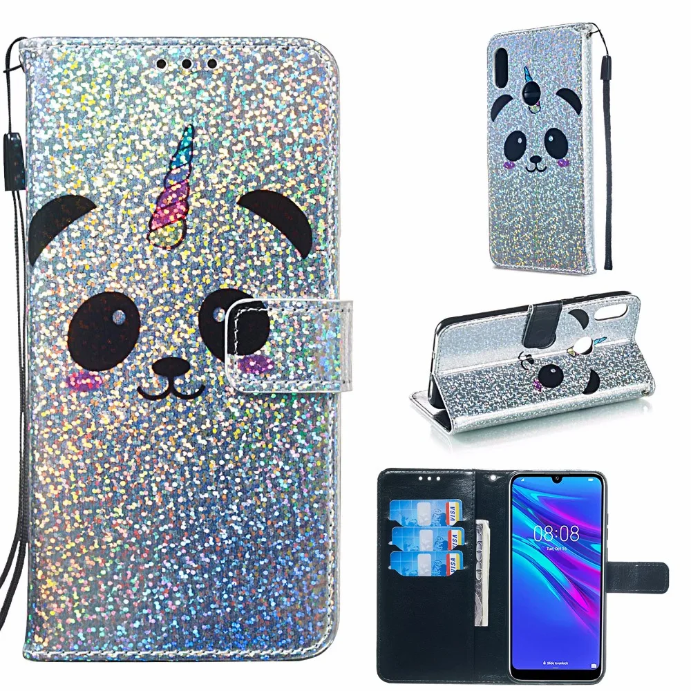 Блестящий кожаный чехол для Huawei Y6 2019 (6 09 дюйма) чехлы телефонов Y 6 Y62019 Модный