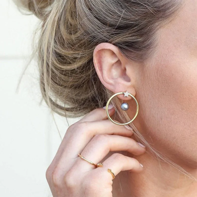 2 шт./компл. женские нежные звезды Круглый драгоценный камень Золотая задняя