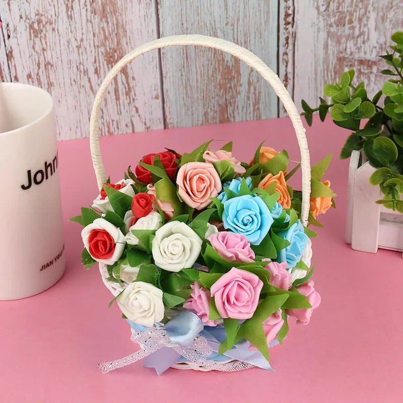 Mini Plastic Weaving Basket craft decor Simulate Fruit Rattan Storage Box For Cosmetics Tea Picnic Basket Organizer Handiwork