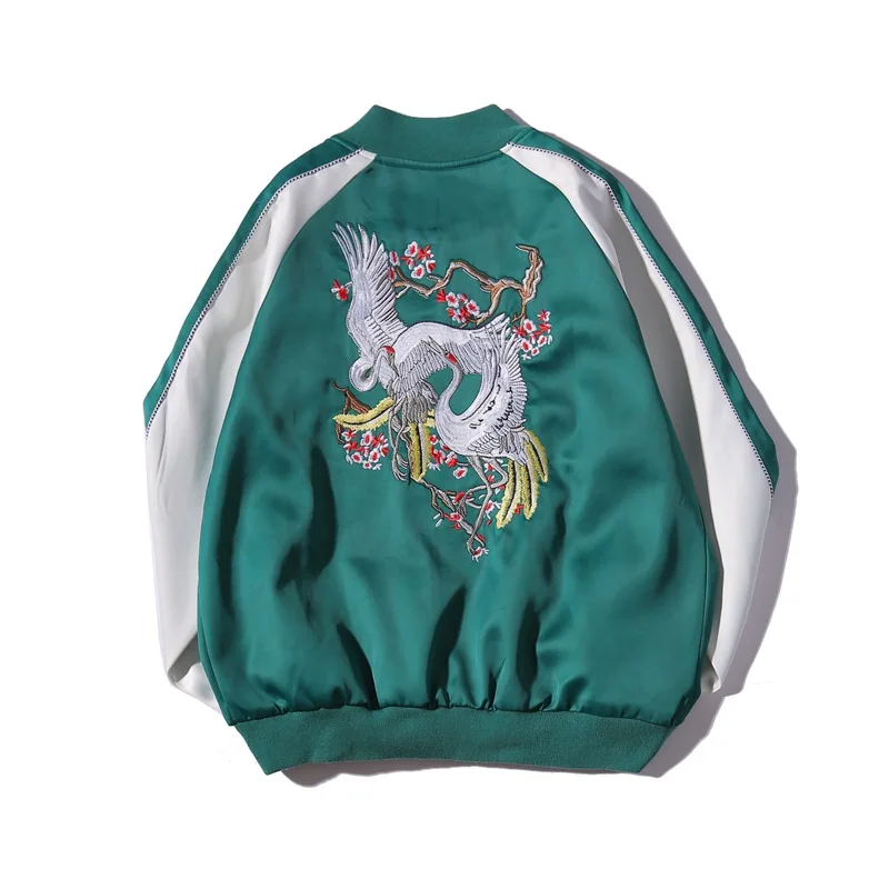 Куртка с вышивкой журавля для мужчин одежда осень 2018 г. Новая мода вышивка