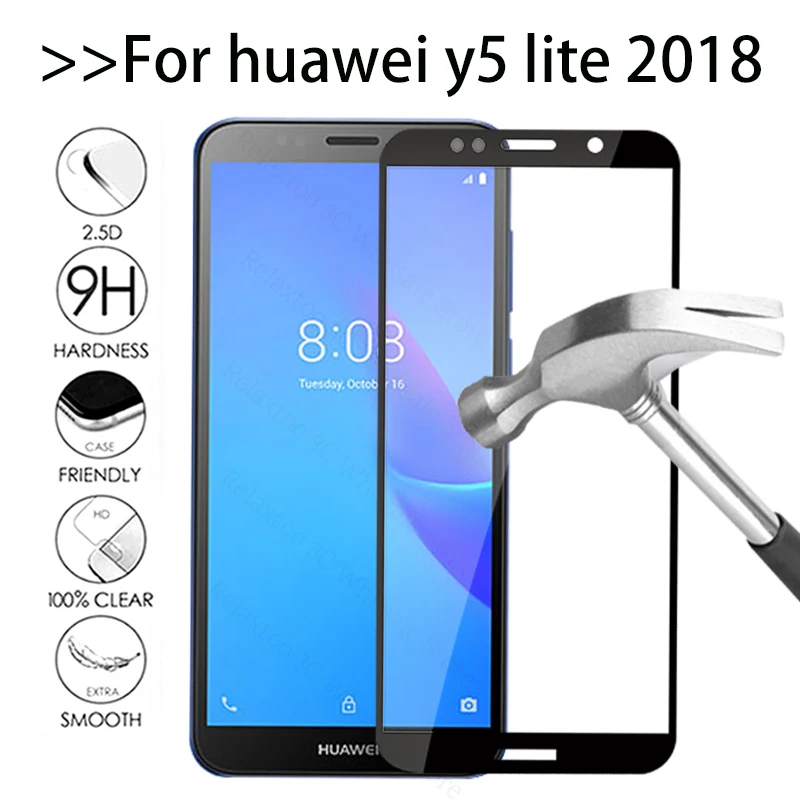 Закаленное стекло с полным покрытием для huawei y5 lite 2018 защитное на y 5 light y5lite
