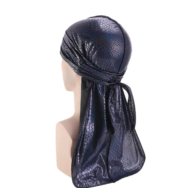 Унисекс с крокодиловым принтом шелковистые тюрбан шляпы парики Durags Doo Rag головной