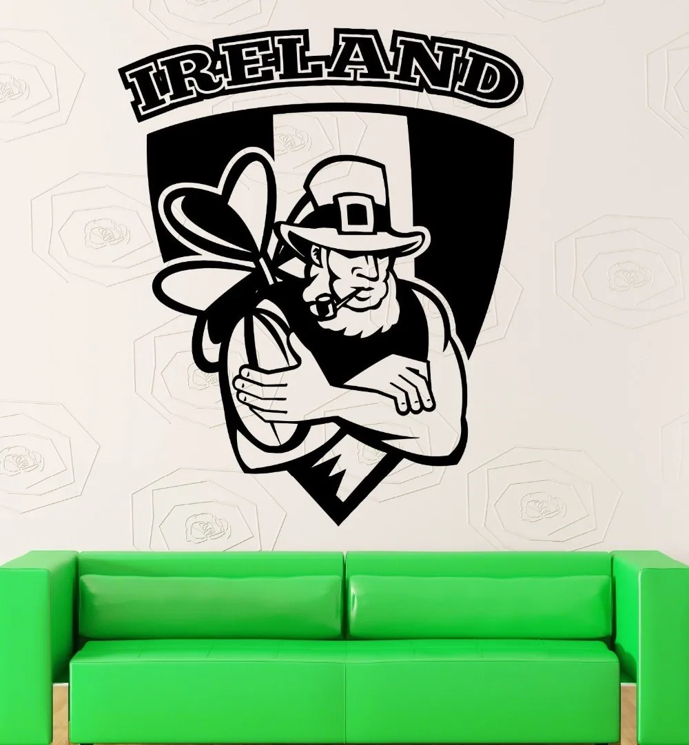 2016 современные Ireland Man Portrait Wall decalscustomied 56x58 см размер Irish Leprechaun Dublin Shamrock Наклейки