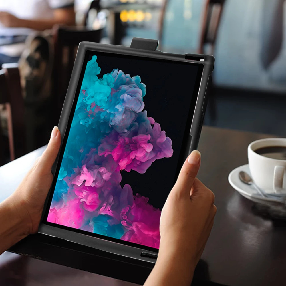 Для microsoft Surface Pro 3, 4, 5, 6, чехол Чехол для задней части планшета чехол силиконовый плоский корпус защитой от ударов при падении и анти-скольжения с ручкой паза крышка