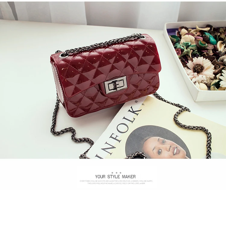 15 Colors Silica Gel Female Mini Chain Jelly Bag Women Diamond Lattice Small Flap Girl Casual Clutch Silicone (XJJY16) | Багаж и сумки