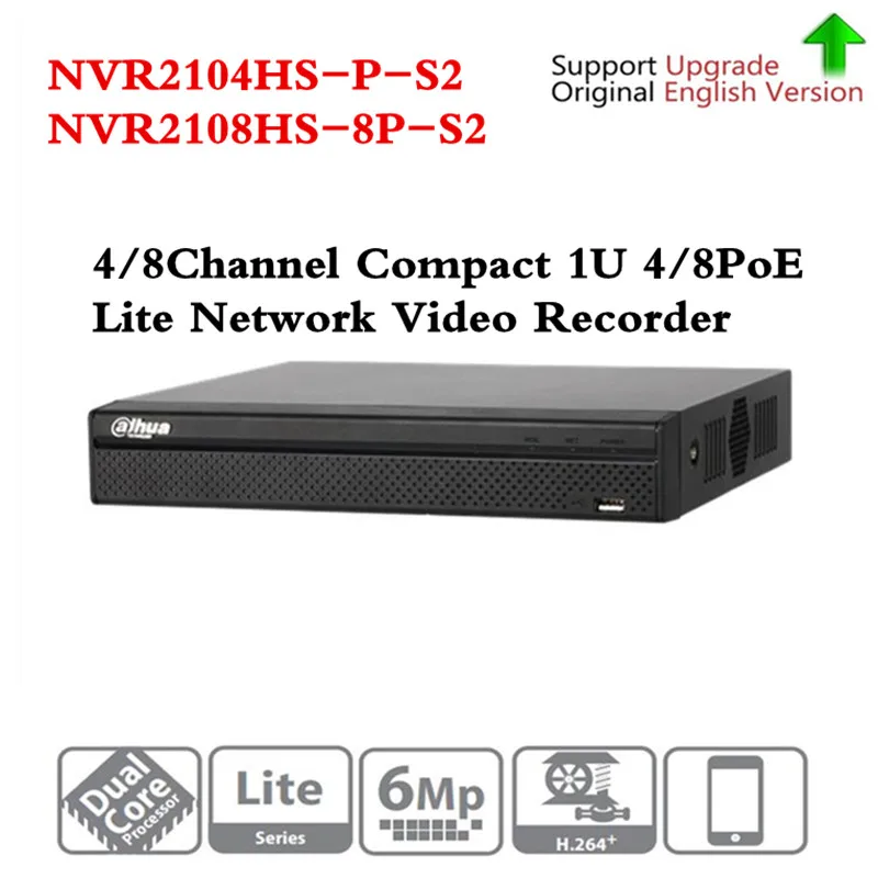 Оригинальный Сетевой видеорегистратор Dahua NVR2104HS P S2 4/8 CH POE NVR 1U PoE запись Full HD 6 МП