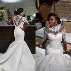 2018 новейшие Роскошные свадебные платья с высоким горлом и кристаллами, Прозрачное платье с длинным рукавом для свадьбы в Африке, платье для невесты