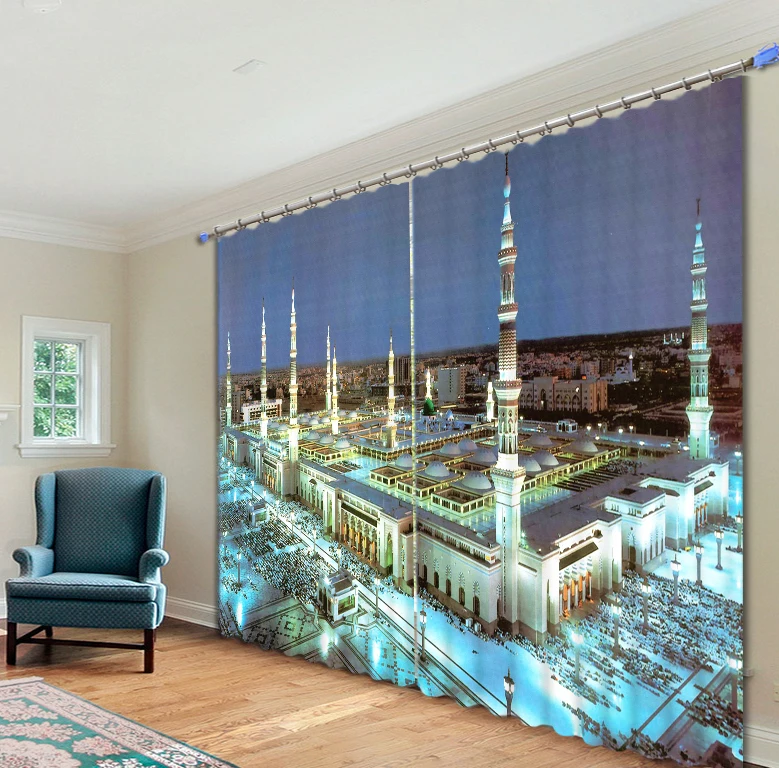 

2017 Shade Fabric Beautiful night view Printing Blackout 3D Curtains For Living room Bedding room Hotel Drapes Cortinas para