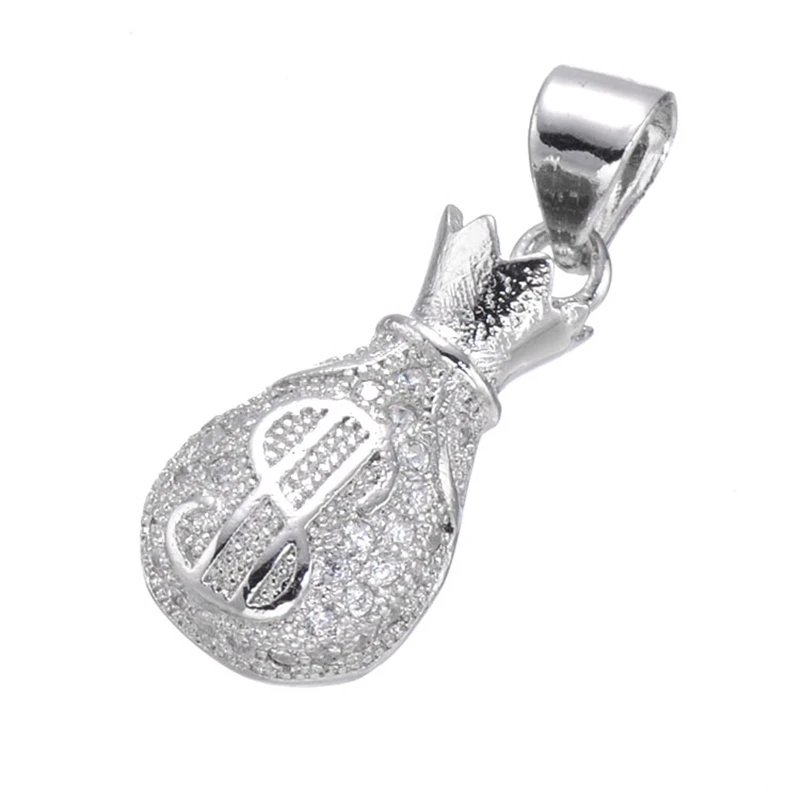 Фото Juya DIY New Design Micro Pave Money Dollar Moneybag Pendant Charms For Women Necklace Bracelets Making №1