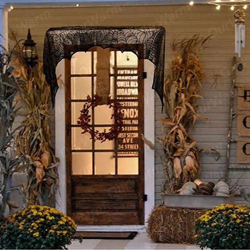 Украшение на Хэллоуин OurWarm черно белая кружевная мантия шарф Spiderweb накидка