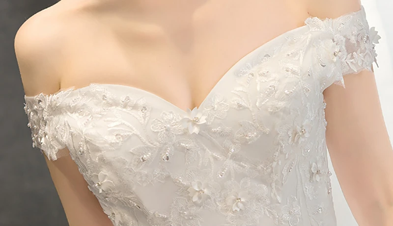 Новинка года Элегантное свадебное платье Vestidos De Novia Милая Кружевная отделка Тюлевое платье невесты плюс размеры дешевые Robe De Mariage 25