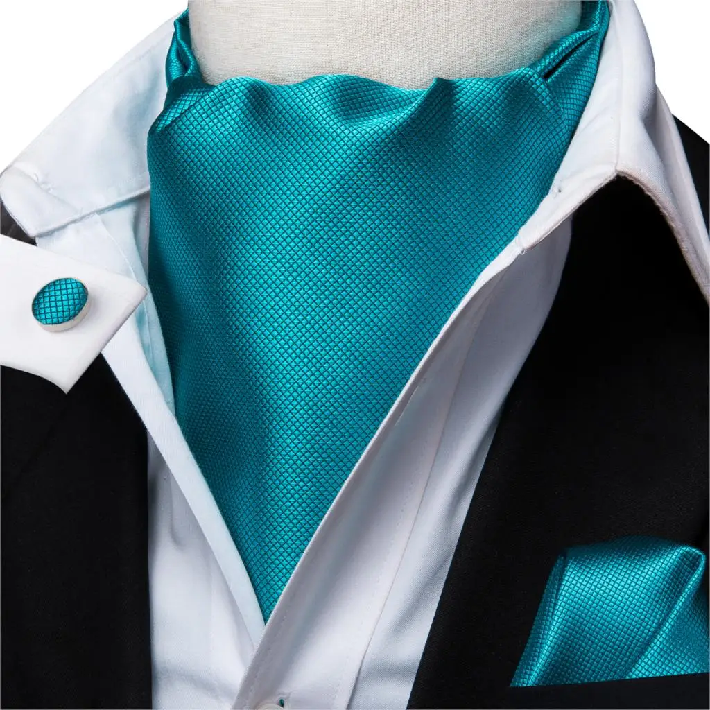 Однотонный синий галстук бабочка для мужчин Slik Ascot Галстуки Набор с платком