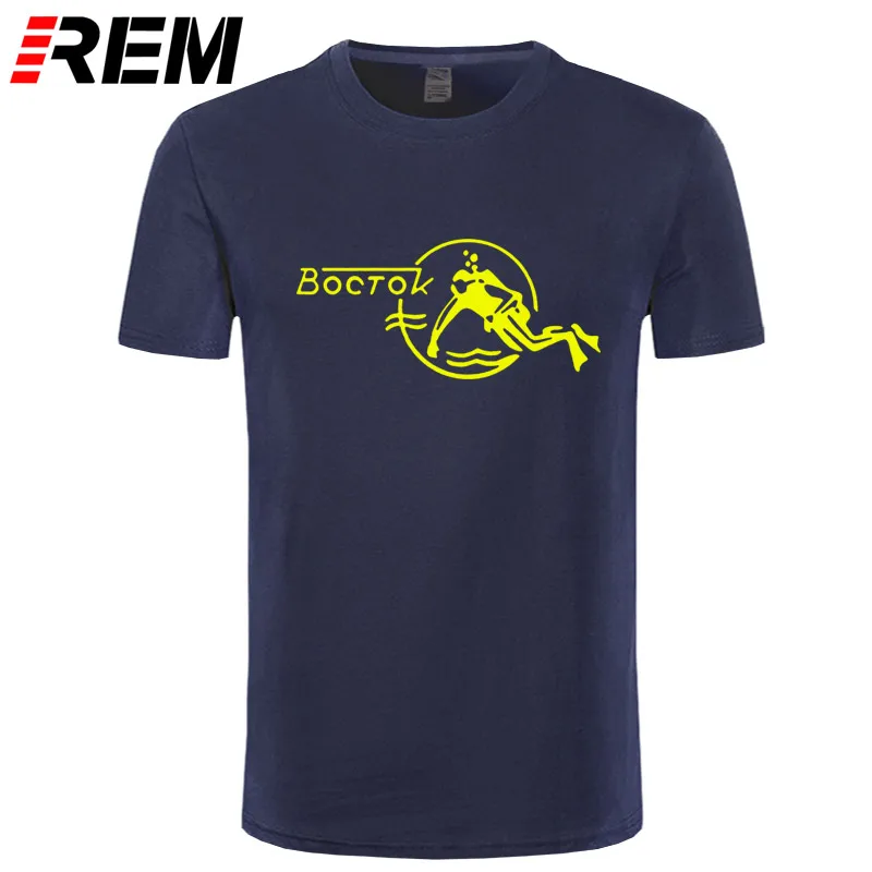 REM, модная крутая Мужская футболка, Женская забавная футболка, Vostok Scuba Dude, индивидуальная Футболка с принтом - Цвет: navy yellow
