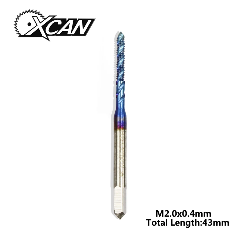 XCAN 1 шт. HSS M2-M6 метрический винт кран резьба кран нано синее покрытие спиральный кран сверло - Цвет: M2x0.4
