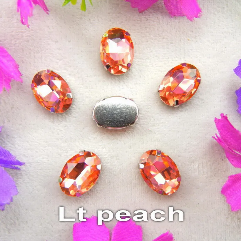 A21 Lt peach Стеклянные кристаллы, серебряные когти, 7 размеров, разноцветные, овальные формы, пришитые стразы, бусины, кристаллы, одежда, обувь, сумка, сделай сам, отделка - Цвет: A21 Lt peach