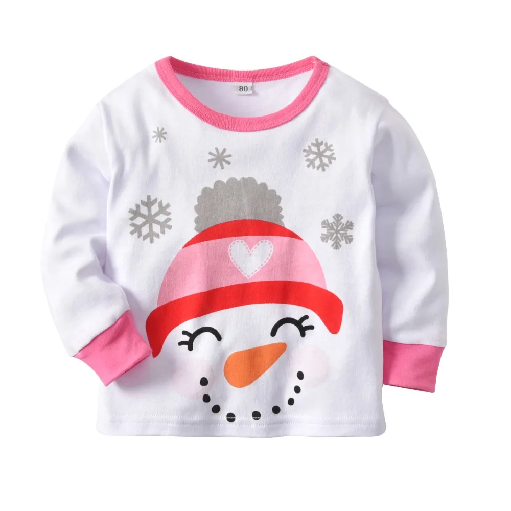 Kids Pajamas Sets Girls Night Suit Children Christmas pattern Sleepwear Long Sleeve kids Nightwear | Мать и ребенок