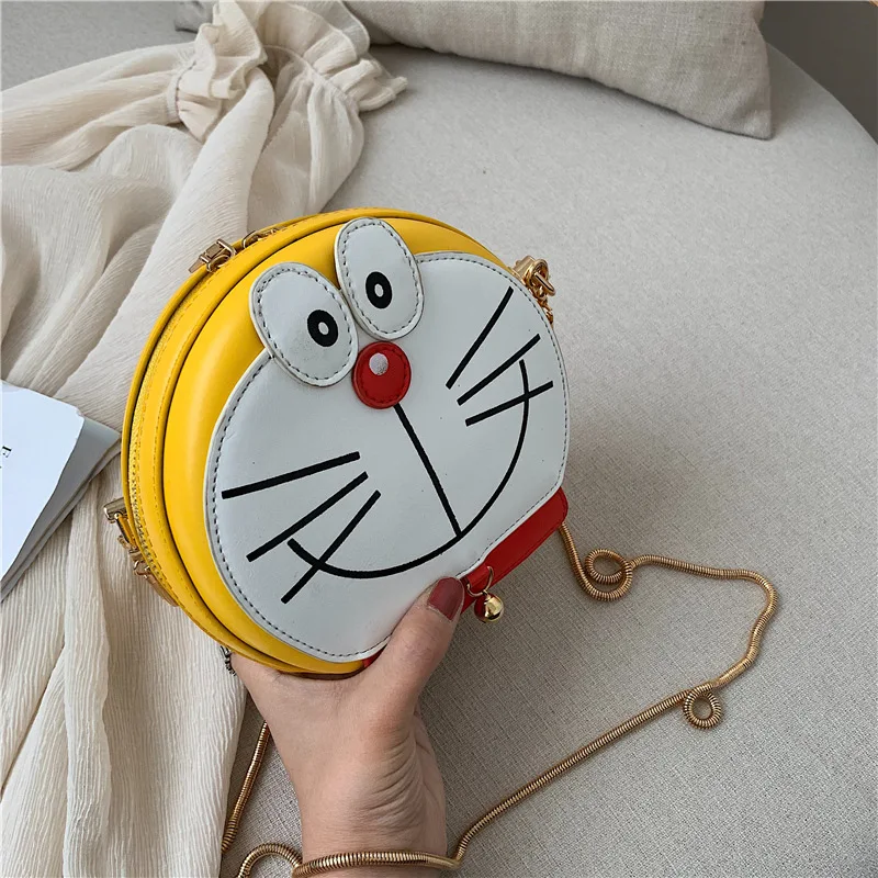 Милая мультяшная печать цепочка сумка Doraemon маленькая круглая 2019 модная новая