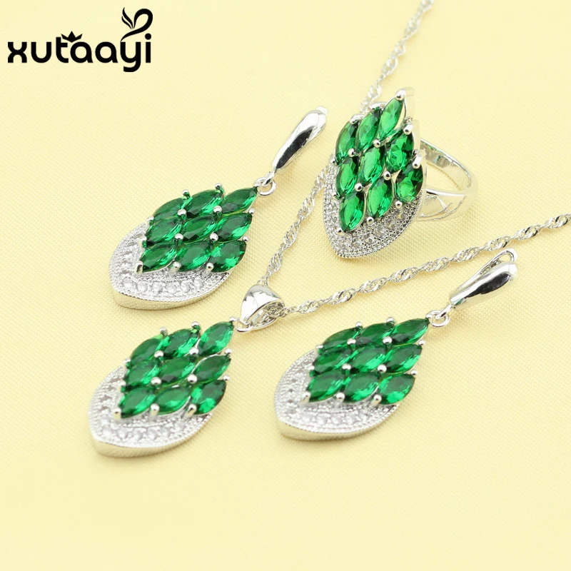 Необычный Серебряный цветной комплект ювелирных изделий из трех предметов