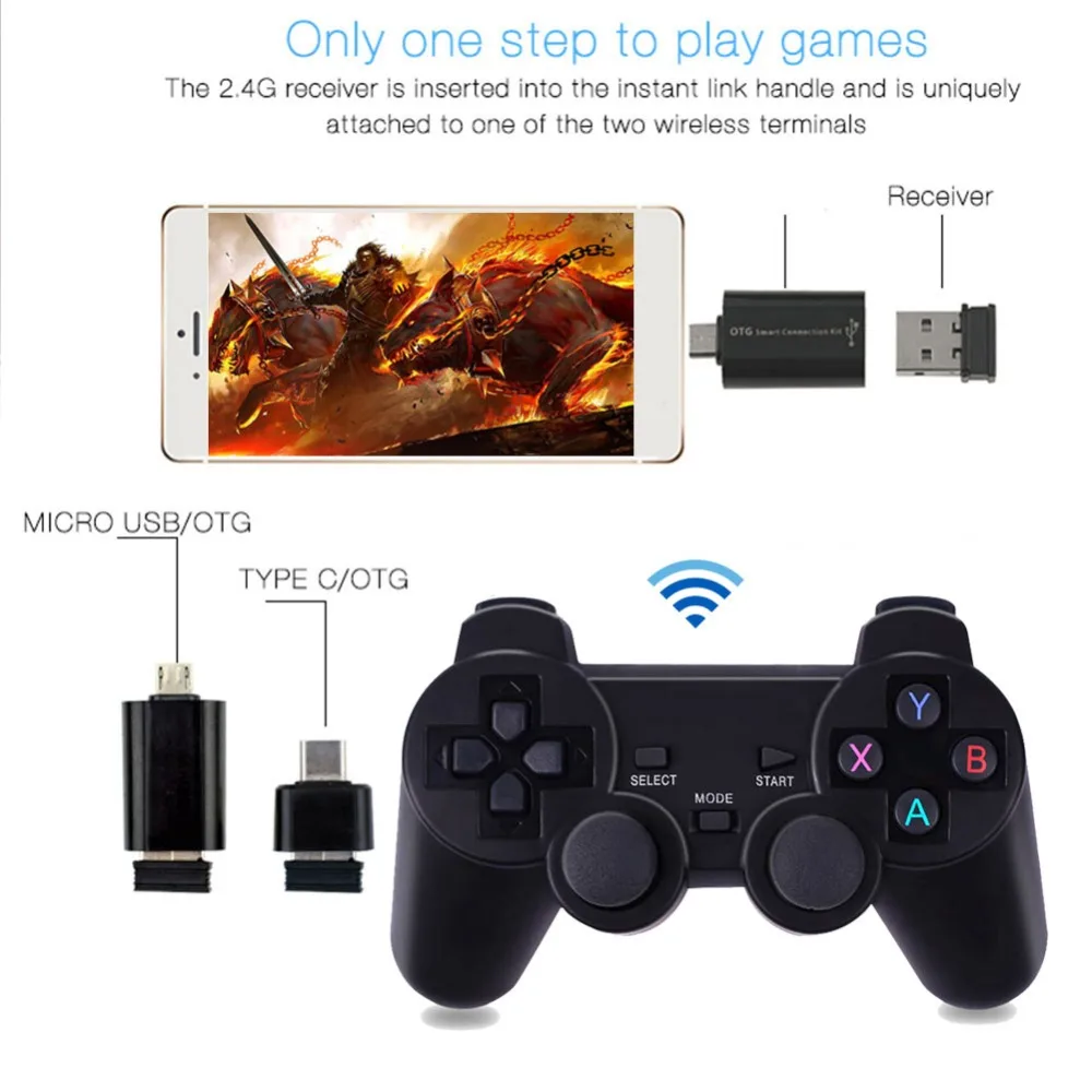 2 4G беспроводной геймпад для Android PC PS3 tv Box джойстик пульт дистанционного