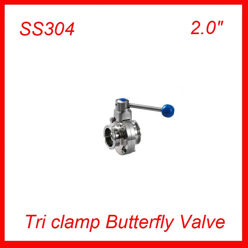 

Hot 2" SS304 stainless steel TC manual butterfly valve,Tri-clamp butterfly valve, Sanitary butterfly valve 20pcs/lot