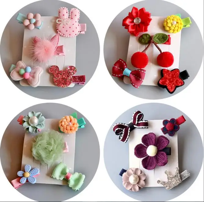 

Fashion10packs flowers Bowknot Hairpins children stars Cartoon hair clips kids girls handmade Barrettes Accessories headwear
