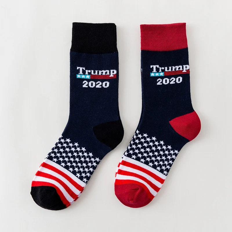 Сшитые цветные носки с принтом американского национального флага Trump 2020 мягкие