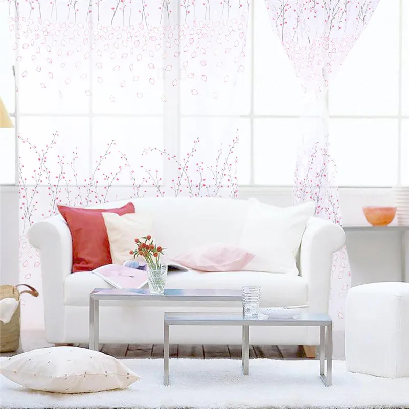 Шторы из вуали с цветочным принтом для гостиной тюлевые занавески на дверь