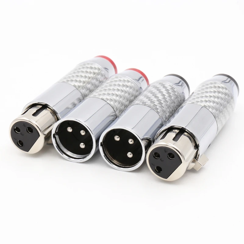 4 шт. родиевое покрытие углеродного волокна XLR разъем HiFi аудио 3Pin M& F черный красный